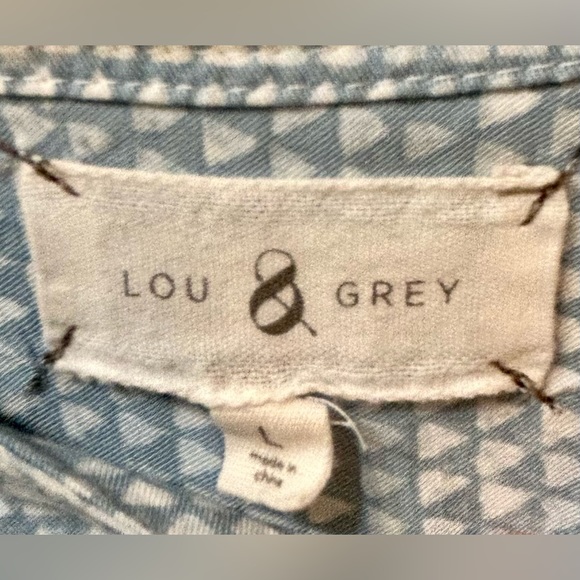 Blue & Grey Long Sleeve Draw-String Waist Mini Patterned Business Casual Dress - Picture 5 of 8